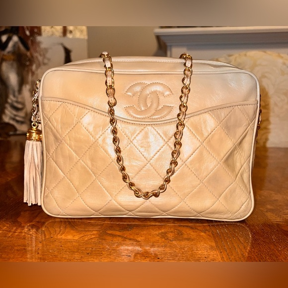 Chanel Quilted Tassel Camera Case Bag / shoulder bag color beige/tan
was $1495 - Picture 3 of 16